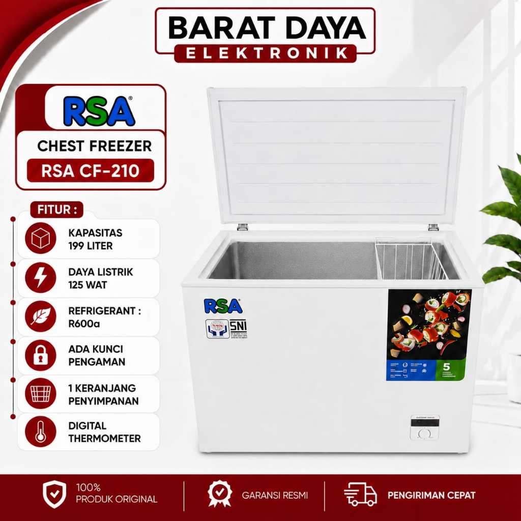 FREEZER RSA CF 210 CHEST FREEZER BOX 199 LITER LEMARI PEMBEKU FRIZER
