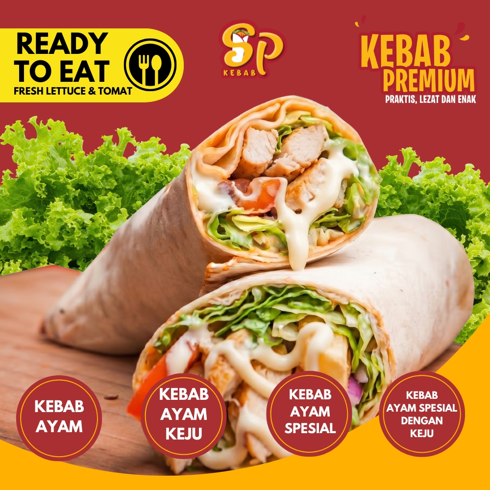 KEBAB AYAM MATANG READY TO EAT FRESH LETTUCE & TOMAT. KEBAB AYAM, KEBAB AYAM KEJU, KEBAB AYAM SPESIA