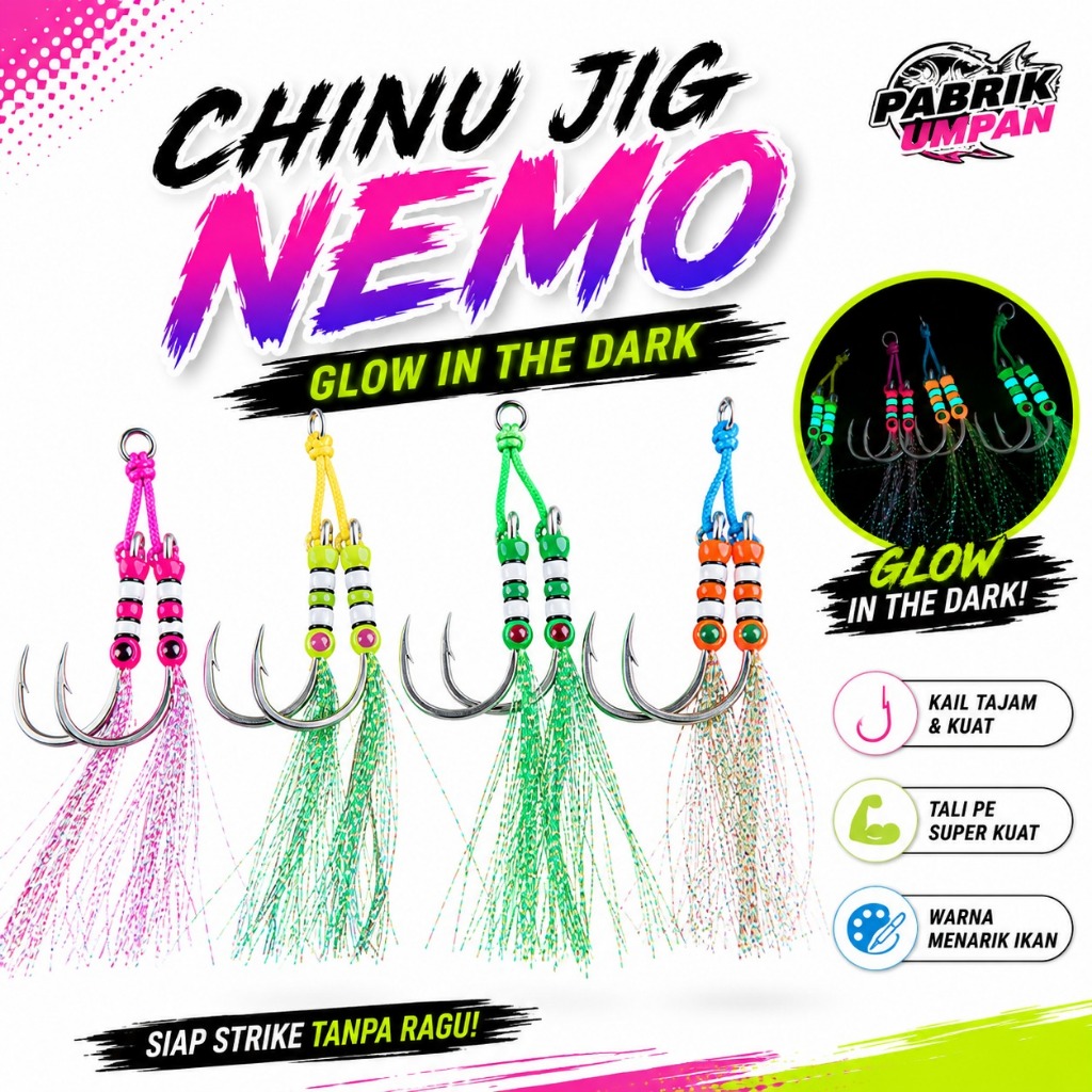 ASSIST HOOK CHINU JIG NEMO LIGHT JIG ASSIST HOOK JIGGING 30-300GRAM ASSIST HOOK METAL JIG ASSIST HOO