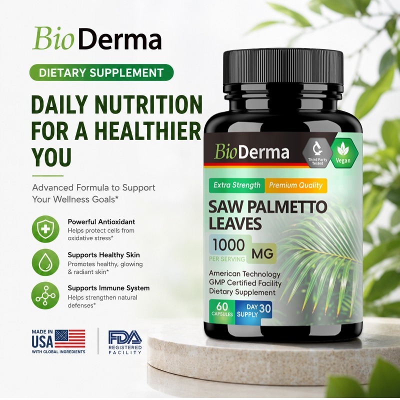 Saw Palmetto Suplemen Herbal untuk Kesehatan Pria Dewasa 60 Kapsul