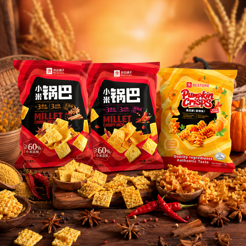 BESTORE Snack Viral Keripik Beras 90gr Pedasnya Millet Rice Keriuknya Nagih snack