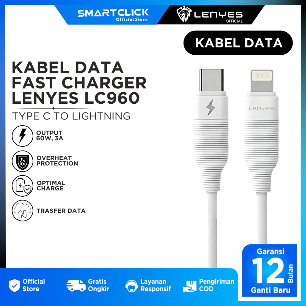 Kabel data charge cable Lenyes LC960 C To Lightning Fast Charging 27W