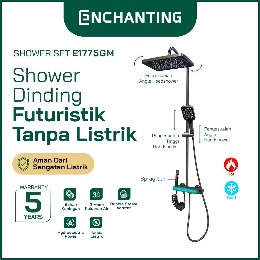 Shower Tiang Set E1775 LED Black Gun Metal Design Enchanting