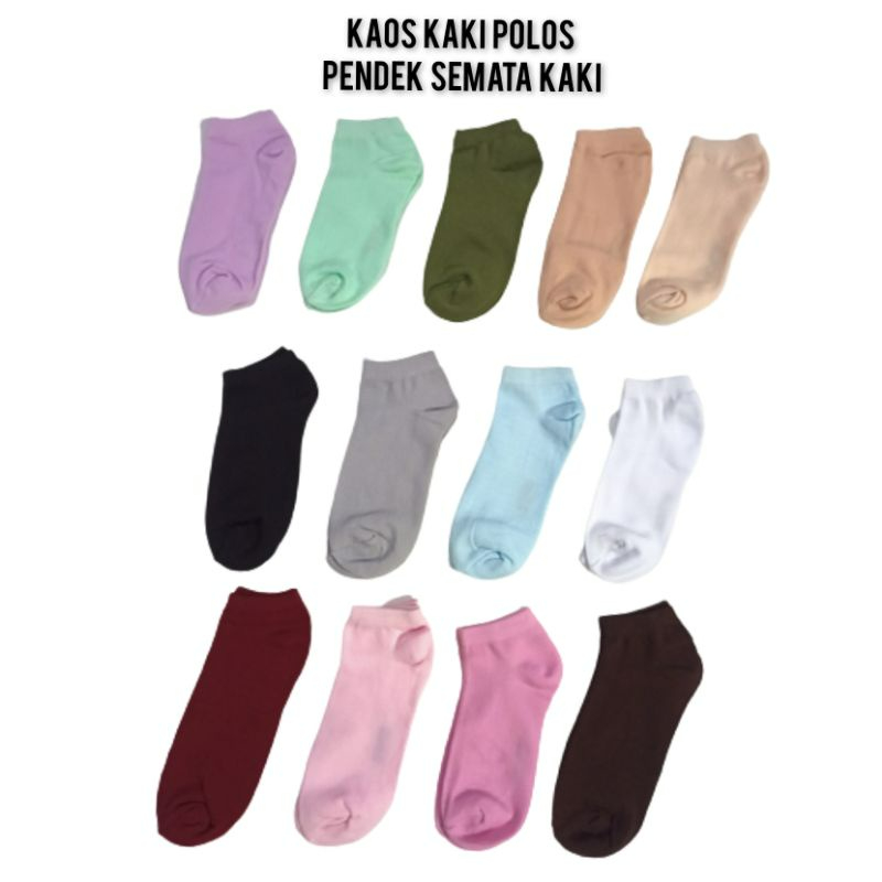 Kaos Kaki Pendek Polos Semata Kaki Ada Banyak Warna Bahan Nylon dan Spandex