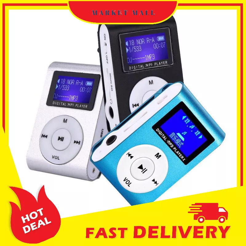 Portabel Pod MP3 Player TF/SD Card dengan Klip &amp; Layar LCD ZUCZUG ZC10 - OMPL04BK