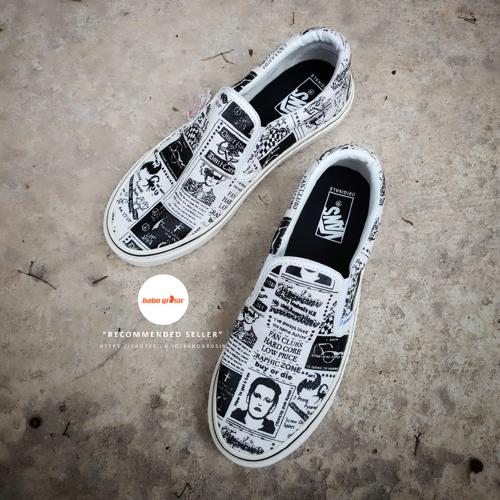 PROMO Vans Slip On Mismatch Zebra Camo Premium Import Quality, Tag Made in China, Upper Kanvas, Waffle DT