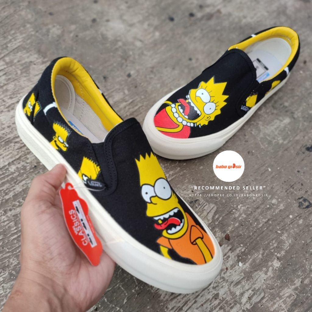 PROMO Sepatu Vans Slip On Simpsons Bart and Lisa Premium, Import Quality, Tag Made in China, Harga Murah