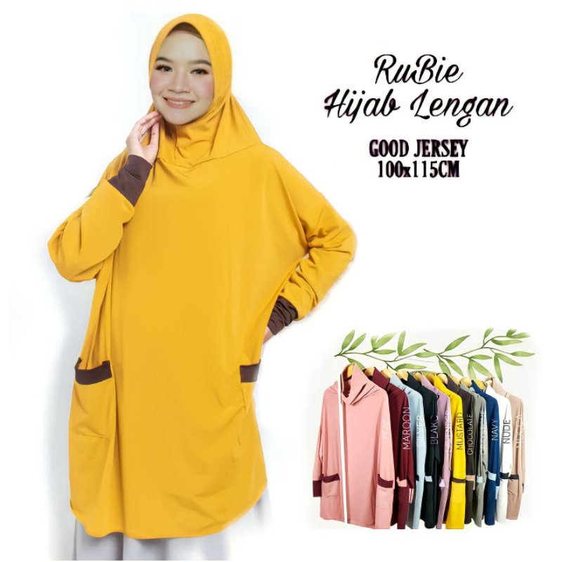 S.STYLEHIJAB | Bergo hijab lengan saku jumbo rubie good jersey hijab baju