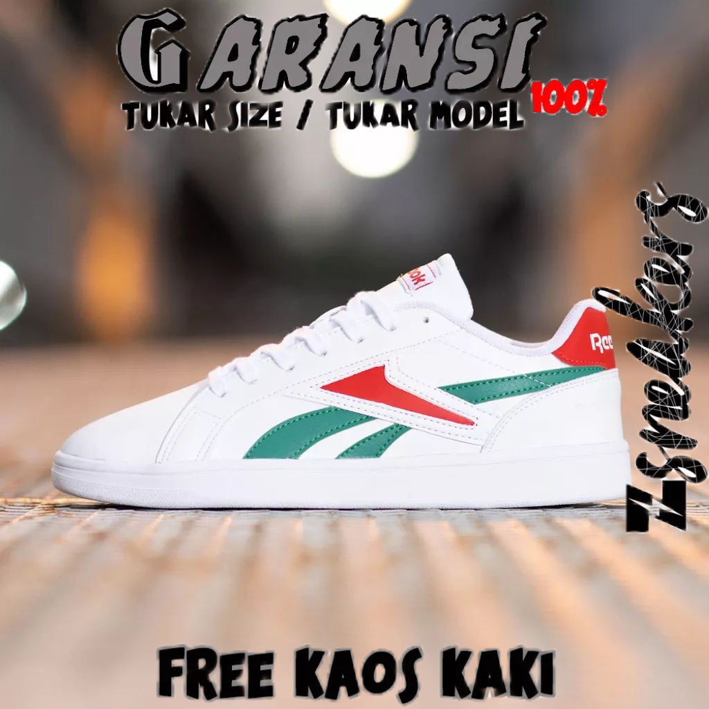 REEBOK ROYAL COMPLETE 2 WHITE GREEN RED┃ORIGINAL 100%┃ REEBOK ROYAL COMPLETE 2 ┃SEPATU PUTIH┃SEPATU 