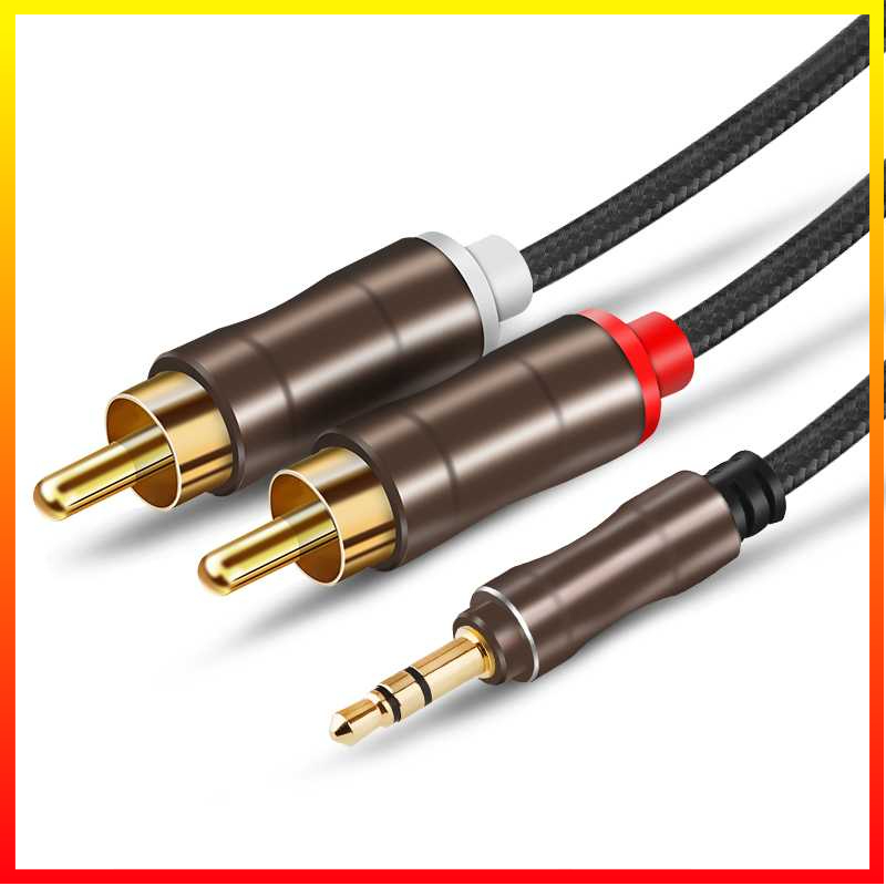 Kabel Konversi Audio AUX 3.5 mm ke RCA Plug Proteksi Stereo Laptop PC Tablet Smartphone 1 Meter Vention - VWCL0EBK