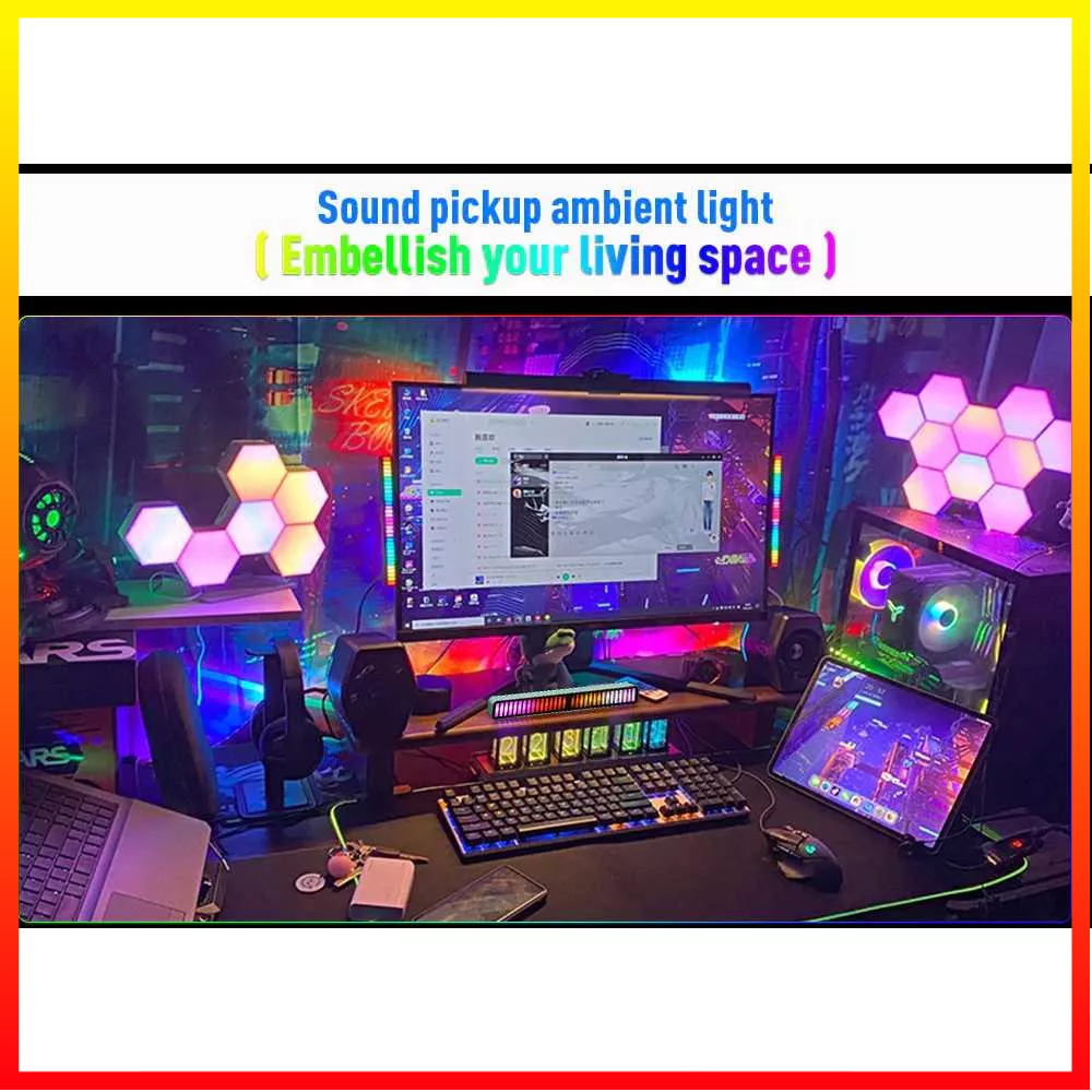 Lampu Hias LED RGB Komputer Desktop Mobil Bluetooth Aplikasi Smartphone Bar Strip Music Sound Control Light Rechargeable FUNY - 7CLL3ASV