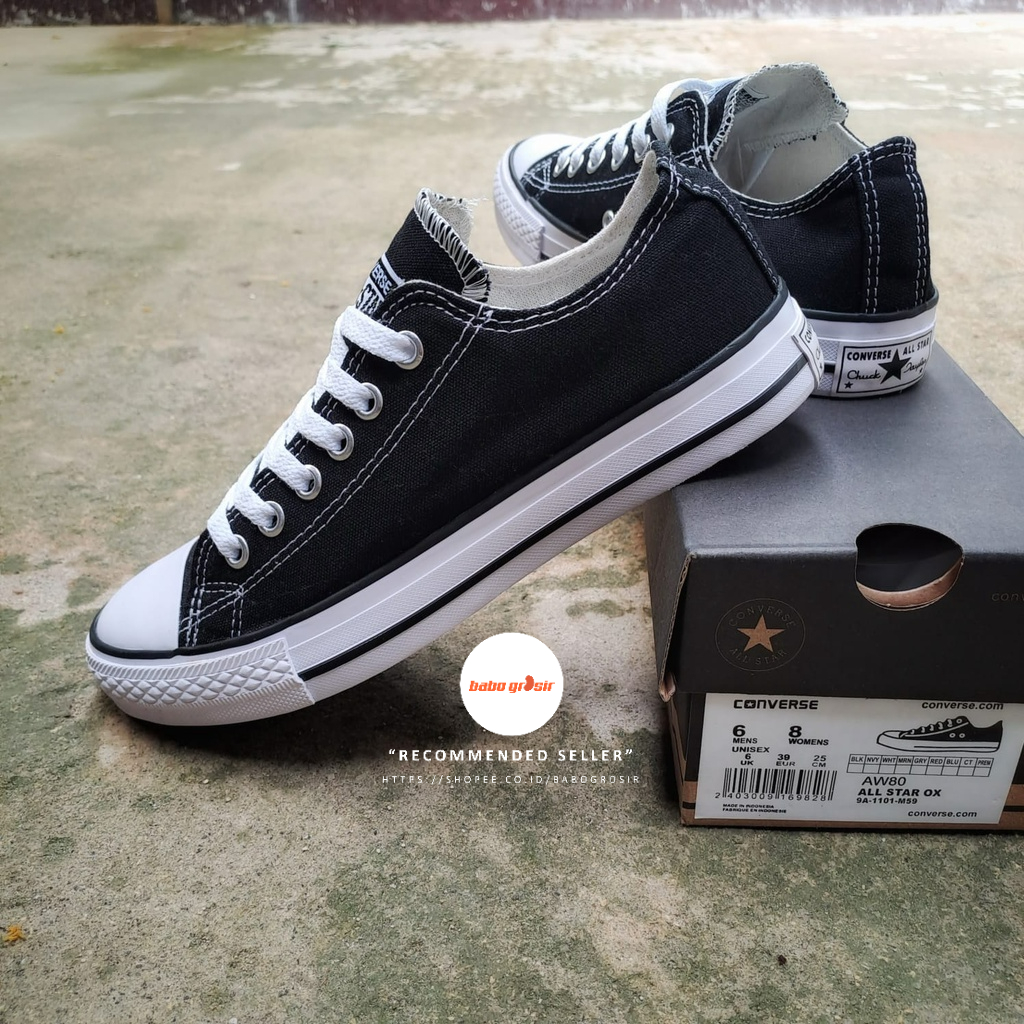 PROMO Sepatu Converse Chuck Taylor OX Classic Black White, Upper Kanvas, Tapak Rubber, Premium Import Quality Tag Made in Vietnam