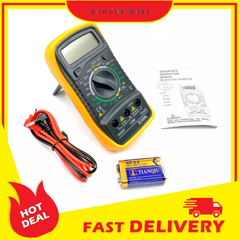 Multitester Mini Digital Multimeter AC/DC Voltage Tester Case Karet Akurat dan Detail Hemat Baterai Junejour - XL830L - 7ROT4VBK