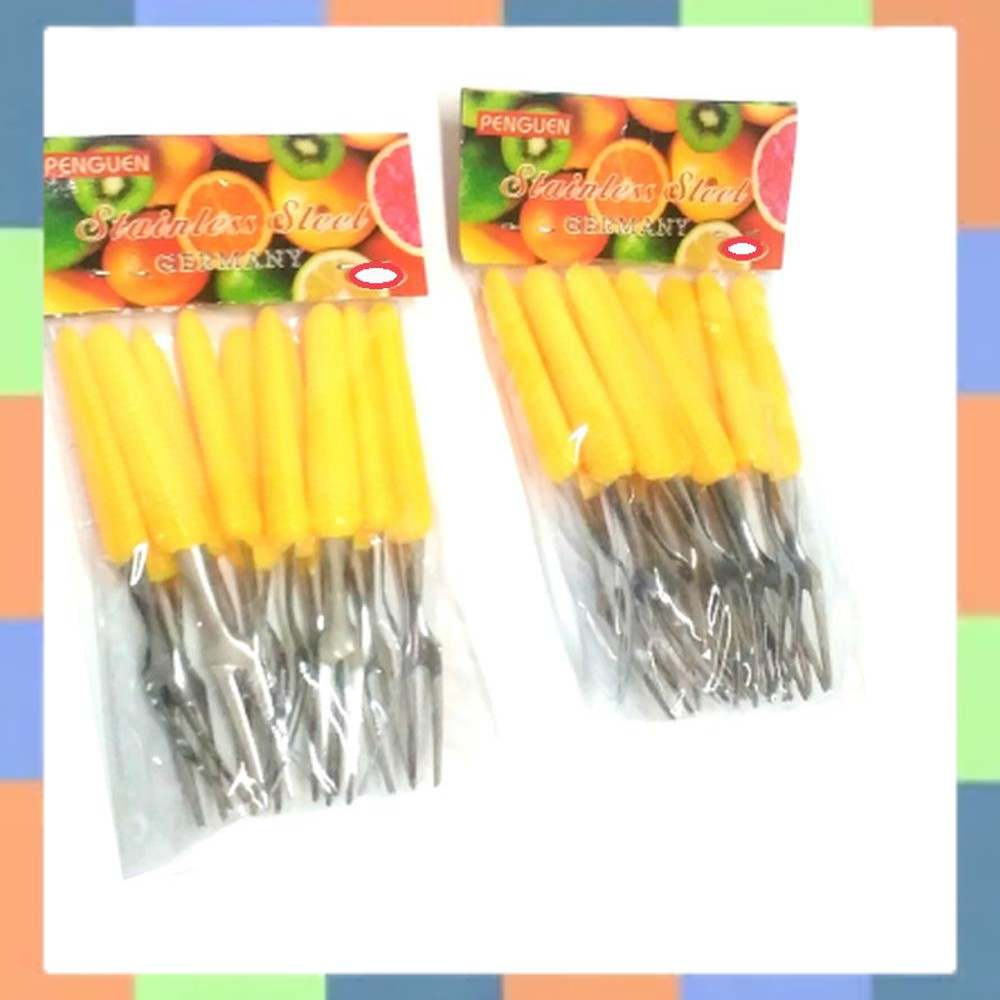 Garpu Kue Garpu Buah Stainless Motif set 12 pcs - garpu Kecil motif set