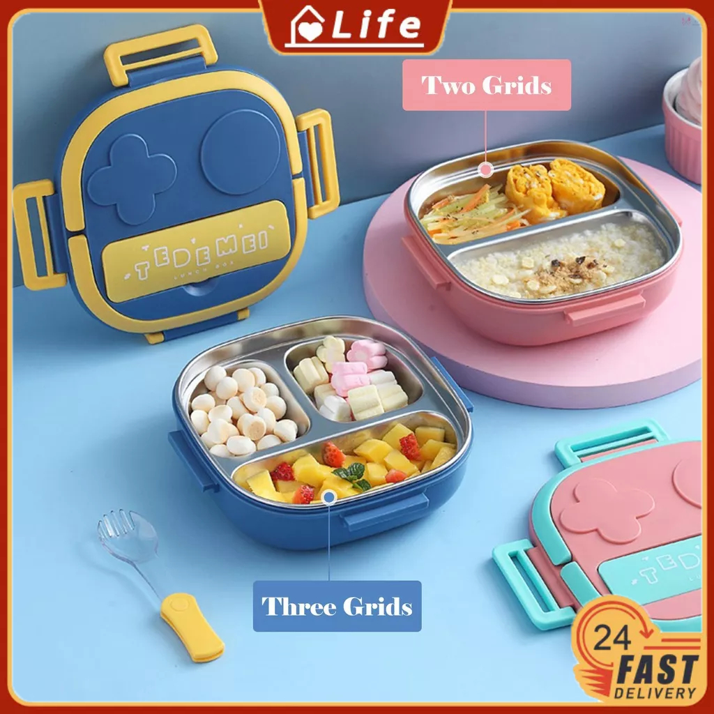 Jual Lunch Box With Fork 3 Compartment Japanese Lunch Box Reusable