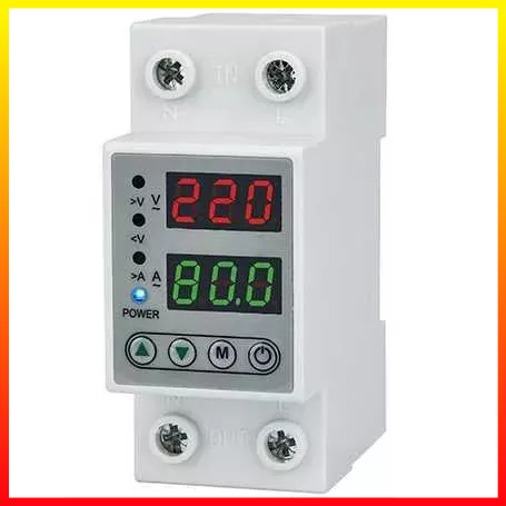 MCB Pelindung Batas Arus Digital Tegangan Relay Pelindung VA Din Rail Over Under Voltage Protection 220V 40A BEVAV -7RHXN0WH