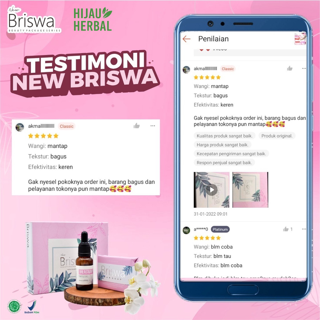 New Briswa - Pembesar Pengencang Payudara Beauty Package Minyak Bulus Murni Breast Mask Penghilang Flek Hitam Bekas Jerawat Love Aset Wanita Bulat Alami Ampuh Permanen Obat Dada Kendur