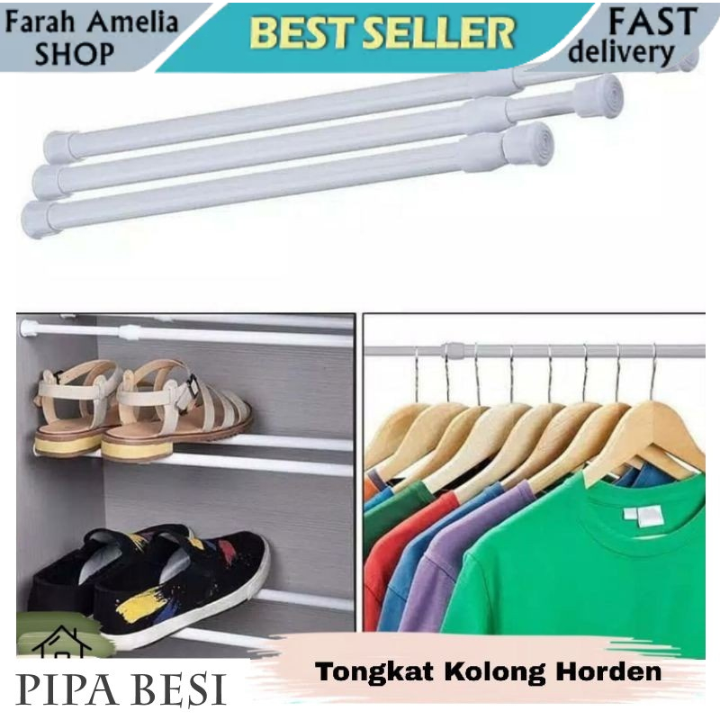 Tiang Jemuran Baju Gantungan Rak Dinding Tanpa Bor Paku Stainless Steel Fleksible Lipat