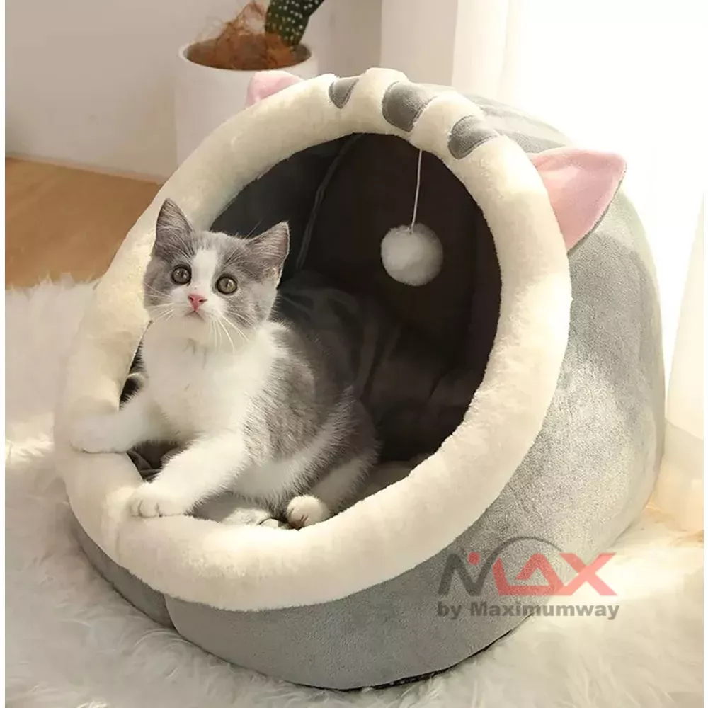 Tempat tidur kucing peliharaan kesayangan Hachikitty Keranjang Tidur Hewan Kucing Cat House Tent - HTC01 tenda kucing tempat tidur dan bermain kucing Cute Cat Bed Warm Pet Basket Cozy Kitten Lounger Cushion Cat House Tent Very Soft Small Dog Mat Bag