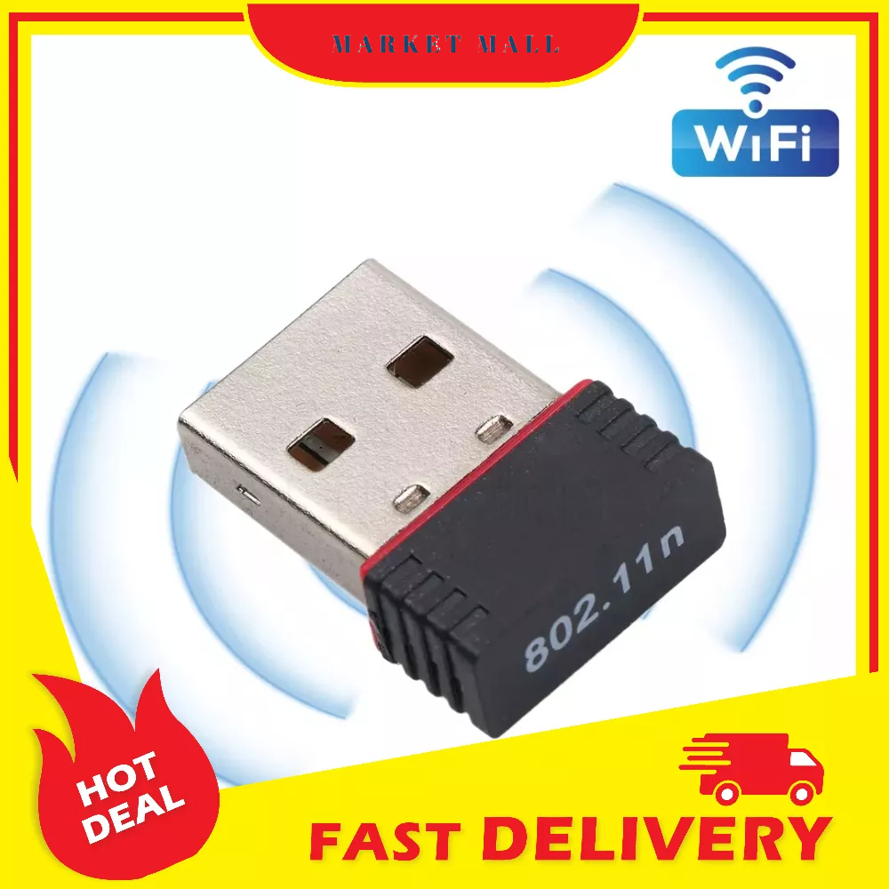 Mini USB Wireless Adaptor Kartu Jaringan Nirkabel 300Mbps 2.4G Realtek Penerima Signal Wifi Routing Hotspot Komputer KexTech - KXNA01BK