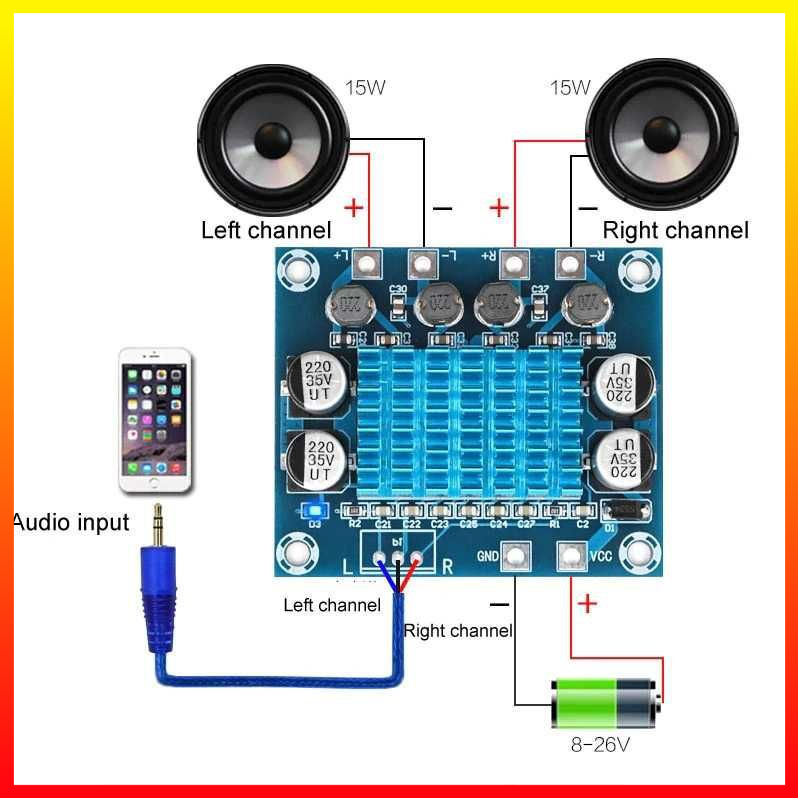 Speaker Digital Bluetooth Amplifier Board 30W x 2 TPA3110 - 7RSK7ZBL