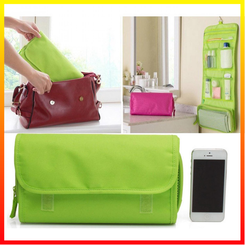 Tas Kosmetik Versi Korea Multifungsi Portabel Gantung Lipat Travel Perlengkapan Mandi Tahan Air Kapasitas Besar Oxford Ritsleting Miyahouse - OMHAMPTC