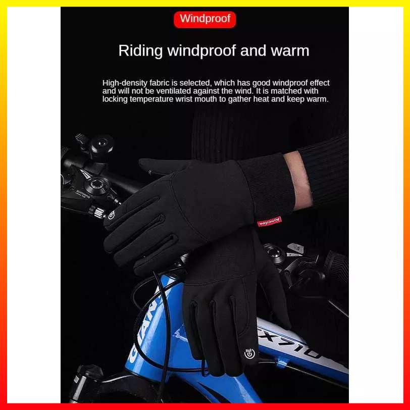 Sarung Tangan Sepeda Motor Pria Wanita Grip Karet Tahan Air Kain Poliester Dan Velvet Winter Waterproof Cycling Gloves DAKE - 7RHARDBK