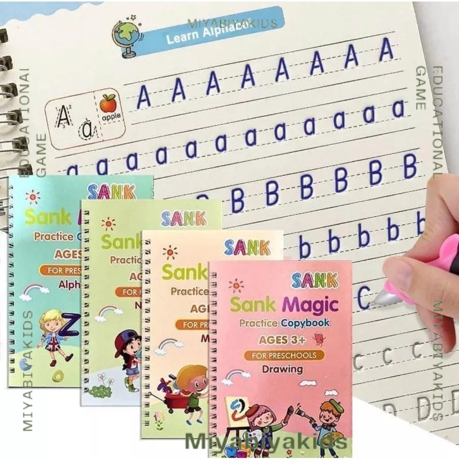 

Miyabiyakids BELLA - 4 IN1 BUKU SANK BOOK MAGIC 3D REUSABLE WITH PEN / BUKU EDUKASI ANAK TK SD PG / BUKU AJAIB BISA DIPAKAI BERULANG KALI