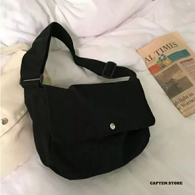 Tas Selempang Kanvas Pria - Tas Canvas Wanita Unicex Korea - Tas Kanvas -  Sling Bag Tas Kasual Pria