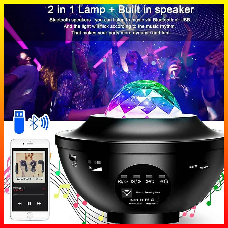 Lampu Proyektor Tidur Starry Sky with Bluetooth Speaker TaffLED - 7RSK70BK