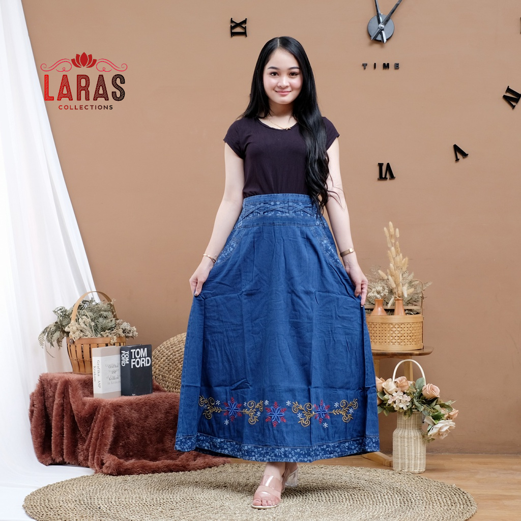 Rok Bordir Wanita / Rok Jeans Wanita Dewasa / Rok Panjang / Rok Bordir Cantik / Rok Jeans 97958