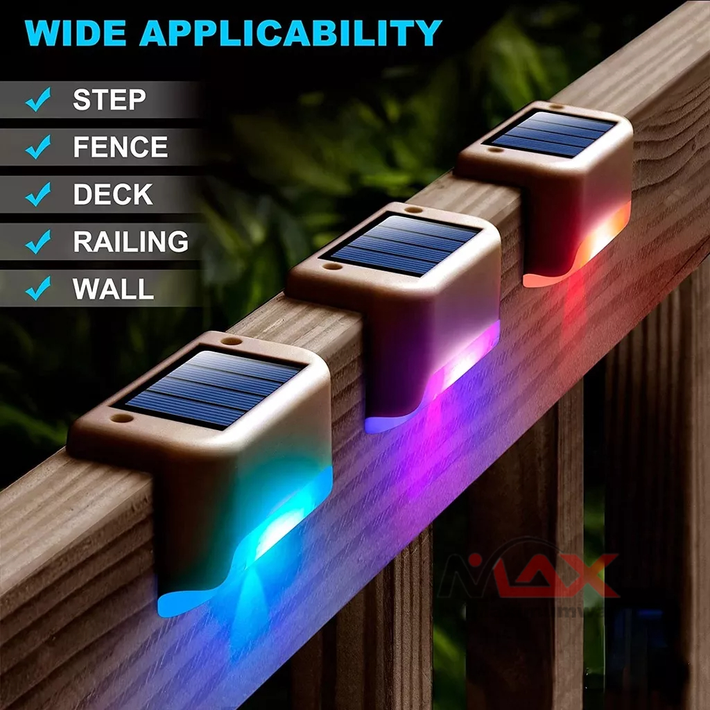 Lampu Pagar dan Tangga luar ruangan RGB multi warna Tenaga surya Solar panel Waterproof IP55 anti air anti hujan anti cuaca lampu tangga teras dan taman pagar kebun dan taman anti hujan deras hemat energy tenaga matahari multi warna RGB 7 warna