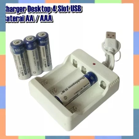 Usb Charger Desktop Baterai AA AAA Charger Baterai 4 Slot A2 A3