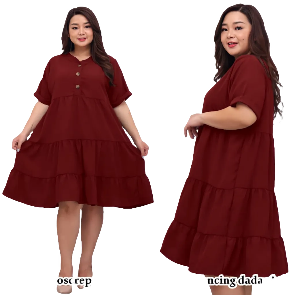 JUNE-DRESS-MAXI-JUMBO-REMPEL-SUSUN-BUMIL-BUSUI-FRIENDLY-3XL-LD120-POLOS-Dress-Jumbo-ld-120-Baju-Hami