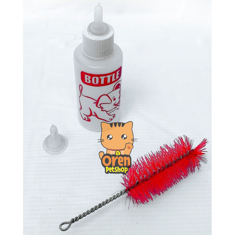 Dot Botol Susu Kitten Anak Kucing Anjing + sikat 60ml Oren Petshop