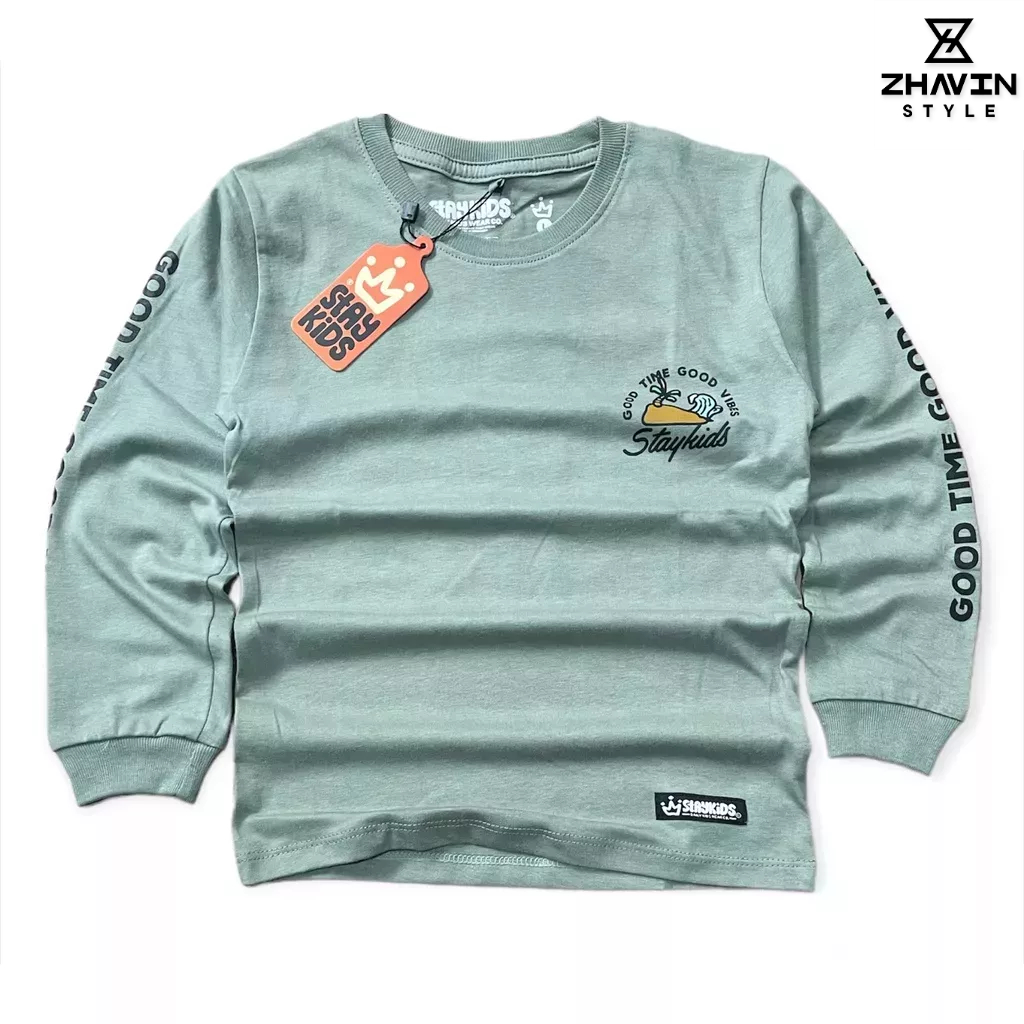 Zhavin baju anak lengan panjang usia 1-12 tahun bahan katun kombed 30s