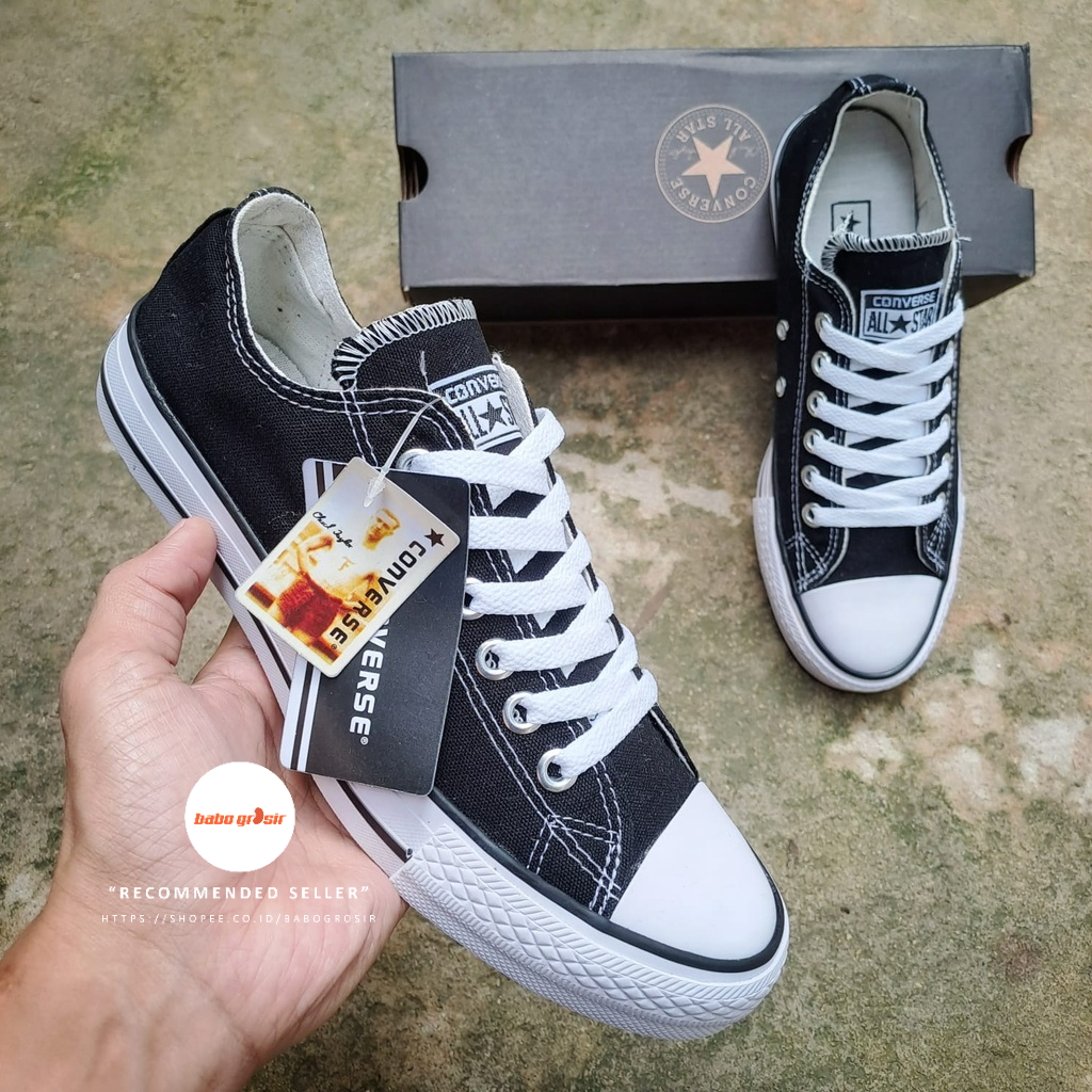 PROMO Sepatu Converse Chuck Taylor OX Classic Black White, Upper Kanvas, Tapak Rubber, Premium Import Quality Tag Made in Vietnam