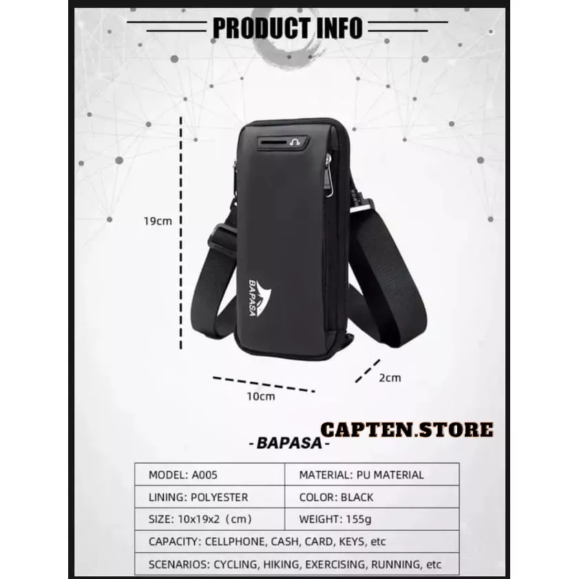 Tas Selempang Pria Multifungsi Waterproof Bapasa / Tas Bahu Pria Kekinian / Tas Pinggang / Tas Selempang Wanita Kekinian / Tas Mini Pria