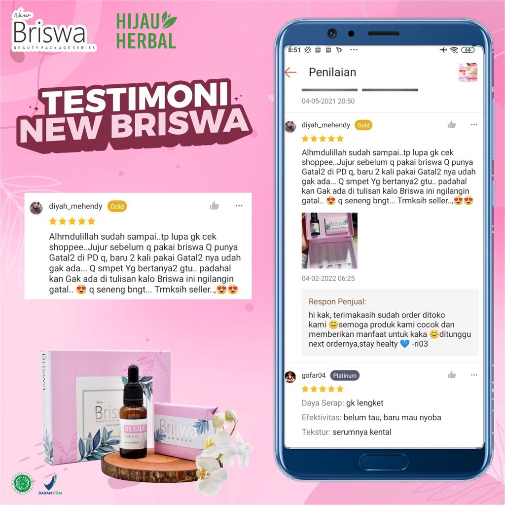 New Briswa - Pembesar Pengencang Payudara Beauty Package Minyak Bulus Murni Breast Mask Penghilang Flek Hitam Bekas Jerawat Love Aset Wanita Bulat Alami Ampuh Permanen Obat Dada Kendur