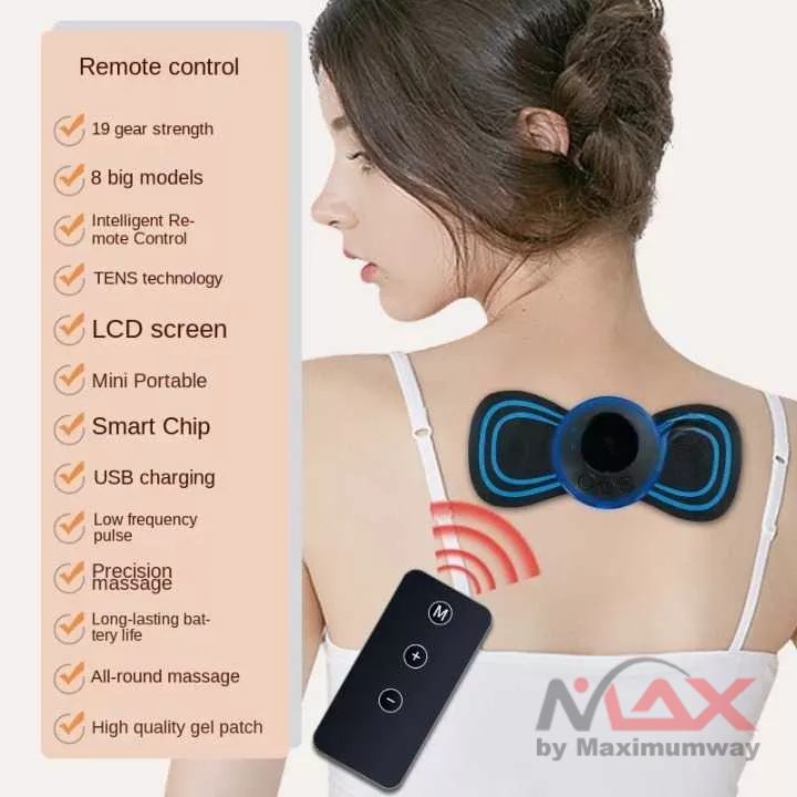 EMS Alat pijat Tens Listrik leher punggung pinggang paha pegal dan linu Alat terapi sakit pinggang dan sakit punggung pegal linu portable kejut listrik terapi listrik EMS Mini Cervical Massager Portable Wireless Electric Frequency Pulse Massager Pad