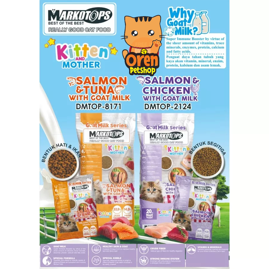 Jual Markotops Dryfood Kitten Mother Makanan Kucing Salmon Chicken