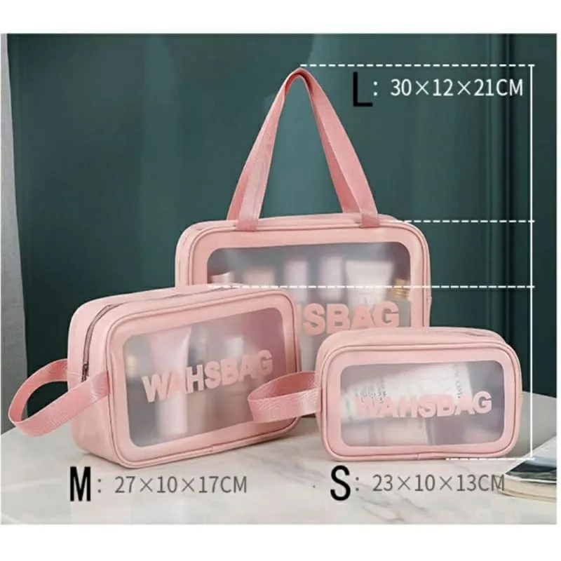 Tas Kosmetik WASHBAG Transparant Pouch Travel - Tas Make Up Bag Organizer - Dompet Kosmetik -Tas Peralatan Mandi