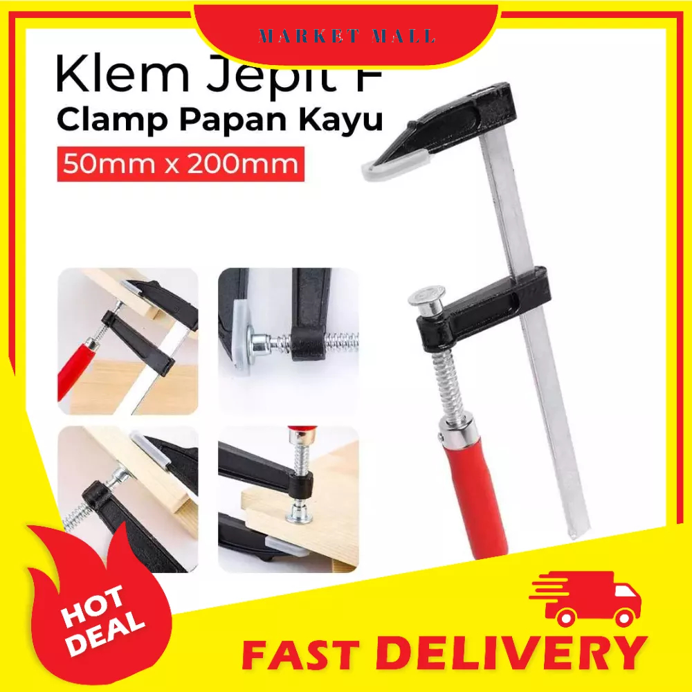 Alat Pertukangan Klem Jepit F Clamp Papan Kayu Heavy Duty Woodworking Aluminum Alloy + Rubber Handle - 2DCS01XX