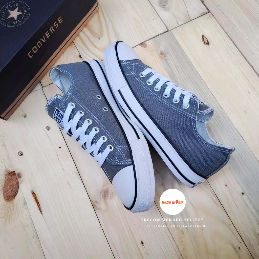 PROMO Sepatu Converse Chuck Taylor OX Classic Grey, Upper Kanvas, Tapak Rubber, Premium Import Quality Tag Made in Vietnam