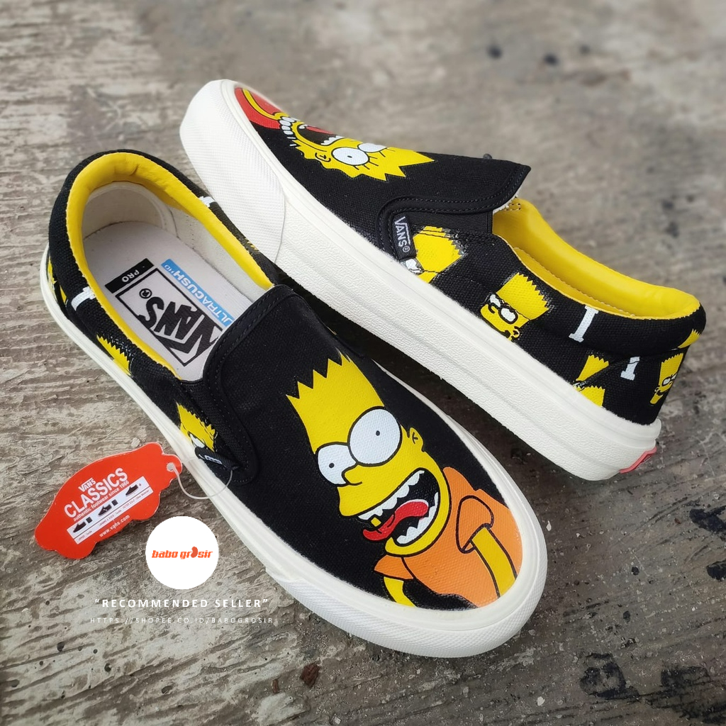 PROMO Sepatu Vans Slip On Simpsons Bart and Lisa Premium, Import Quality, Tag Made in China, Harga Murah