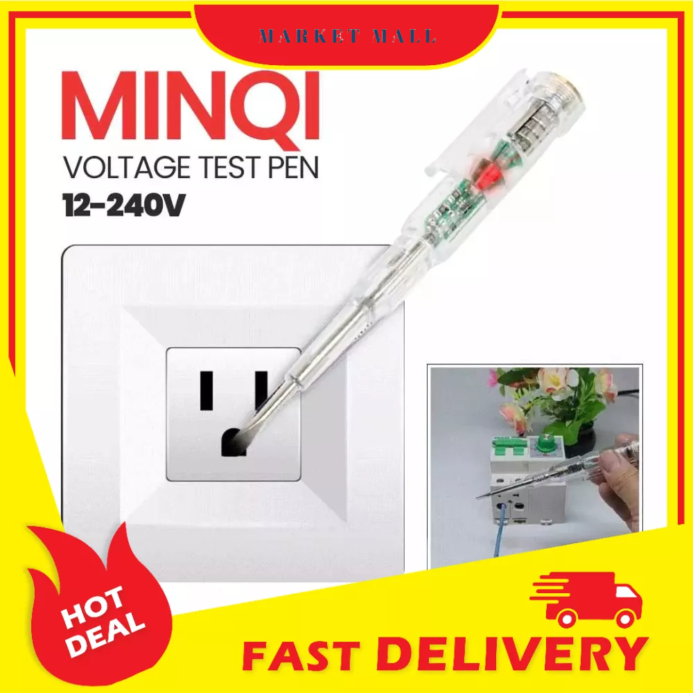 Test Pen Voltage 2 Lampu Indikator Pendeteksi Aliran Arus Listrik Multifungsi AC/DC 12 - 240 V Minqi - 7ROTJJXX