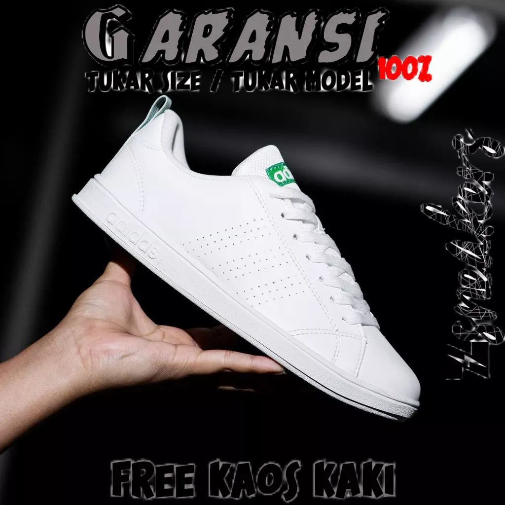 ADIDAS NEO ADVANTAGE WHITE GREEN┃ORIGINAL 100%┃ ADIDAS NEO ADVANTAGE┃ SEPATU ADIDAS PUTIH┃SEPATU PRI