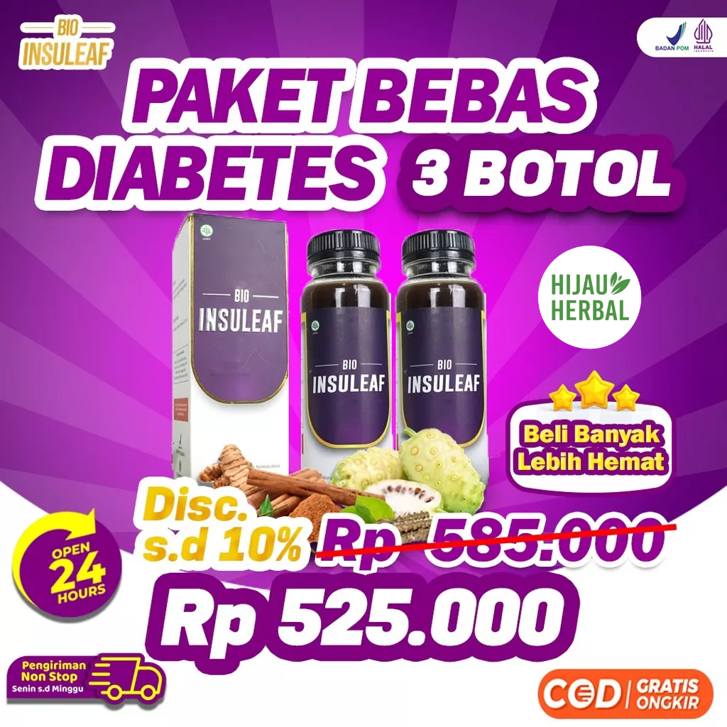 Paket 2 Bio Insuleaf - Solusi Kencing Manis Gula Darah Tinggi Diabetes Melitus Cegah Gagal Ginjal Kurangi kadar Glukosa Atasi Kolesterol Kerusakan Jantung Hati Ekstak Mengkudu Brotowali  Mahkota Dewa Kunyit Obat Jamu Tropicana Omepross Fishqua Kacamata