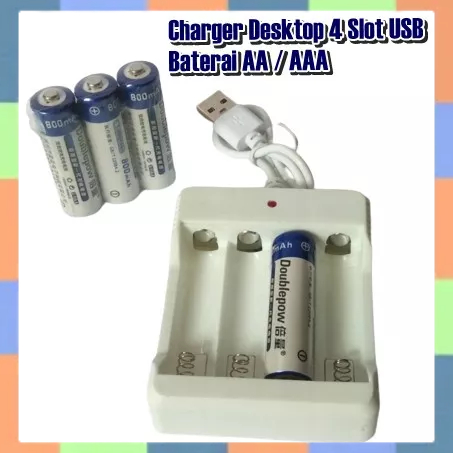 Usb Charger Desktop Baterai AA AAA Charger Baterai 4 Slot A2 A3