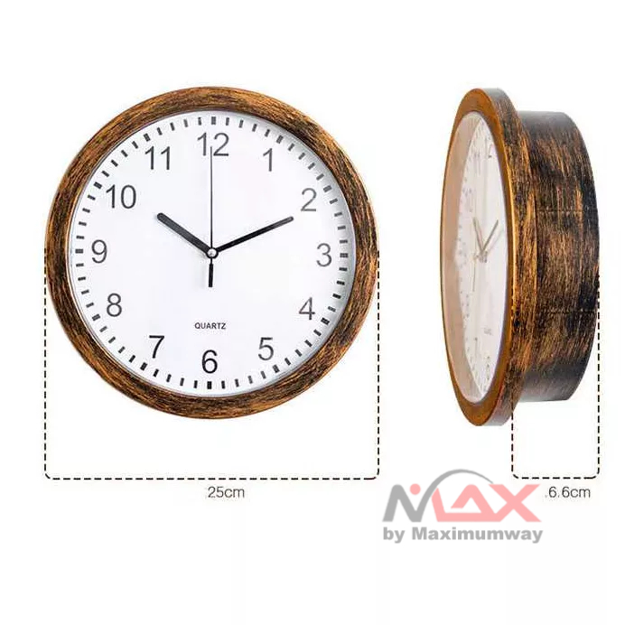 Jam dinding 25cm dengan tempat penyimpanan rahasia model minimalis modern quartz jam tembok elegant putih dan coklat exclusive mewah kotak uang Hidden Safe Large Wall Clock Safety Box Secret Secuirty Box Money Jewellery Stuff Storage home office Cash Safe